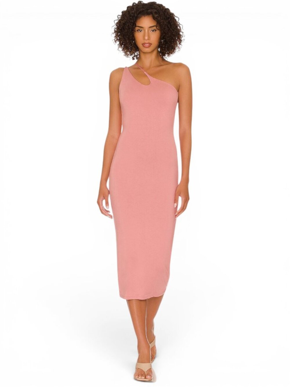 Not Yours To Keep Aidan Midi Dress In Rose Pink Asymmetric Cut Out New NWT L